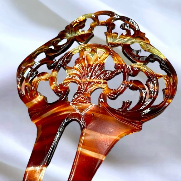 🌺Vintage Celluloid Tortoise Shell Hair Comb - Picture 9 of 11